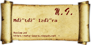 Máté Izóra névjegykártya